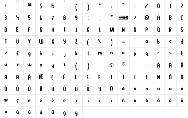 Let's Eat Regular  glyph index
