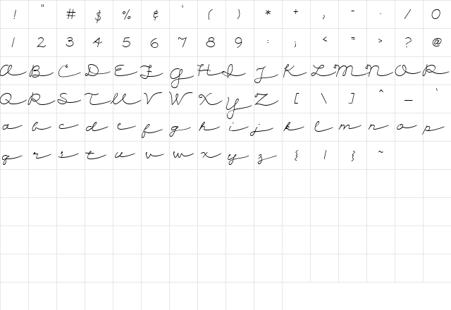 CK Cursive Regular  glyph index