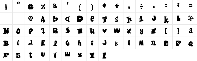 Mixed up Regular  glyph index