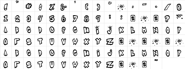 Pimples Regular  glyph index
