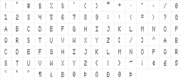 S4QUFX Regular  glyph index