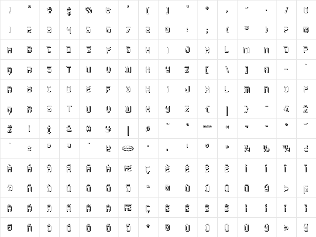 Holo-Jacket 3D Regular  glyph index
