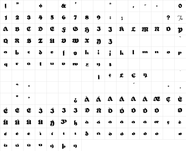 HerzogVonGraf Normal  glyph index