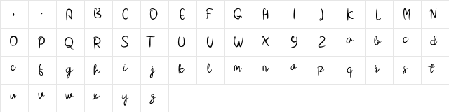 Dara Regular  glyph index
