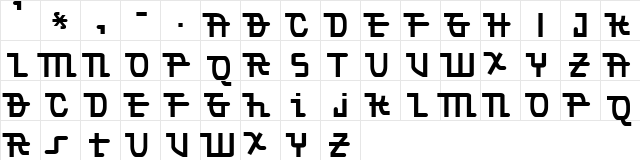 Torpedo Regular  glyph index