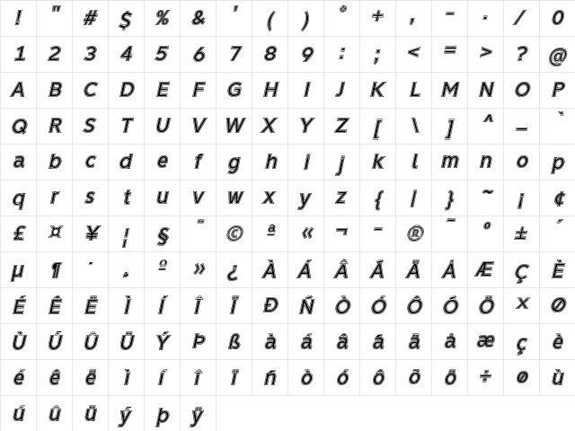 Learn Share Colaborate Inout Italic  glyph index