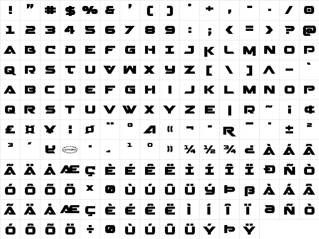 Gemina 2 Regular  glyph index