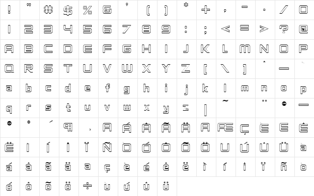 VentureOutline Regular  glyph index