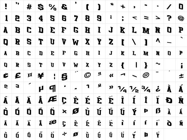 Awk Regular  glyph index