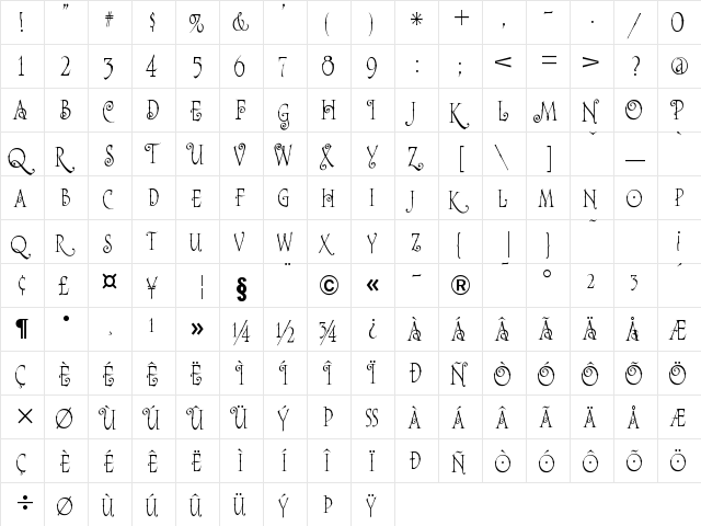 A&S Sarsaparilla EX Extra  glyph index