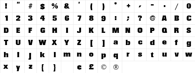 Variat Display SSi Regular  glyph index