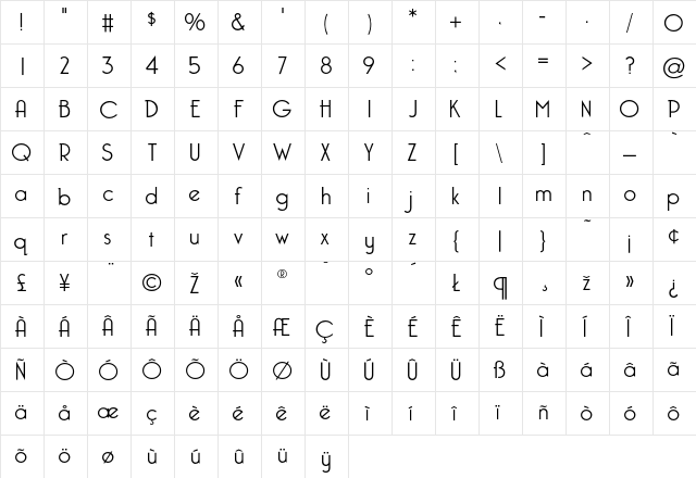CaponeLight Light  glyph index