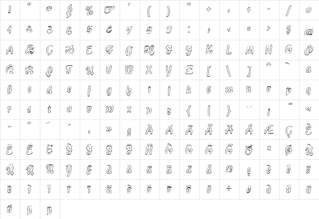 Lichte Graphic CAT Regular  glyph index