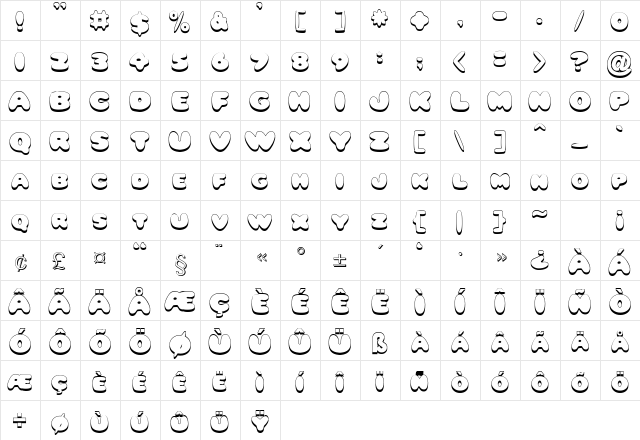 Snoopy Regular  glyph index