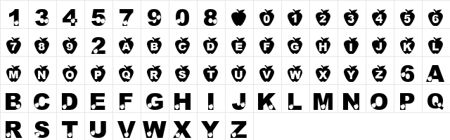 LMS Bobbing For Apples Regular  glyph index