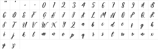 Starlove Demo Regular  glyph index