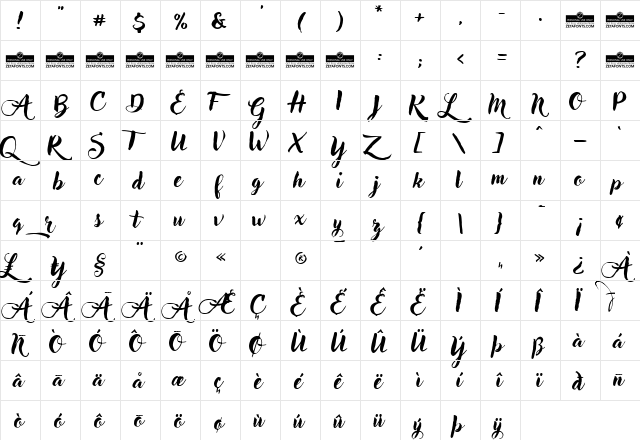 Adlery Regular  glyph index