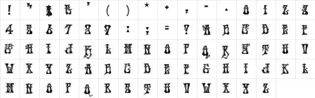 Hendrix Regular  glyph index