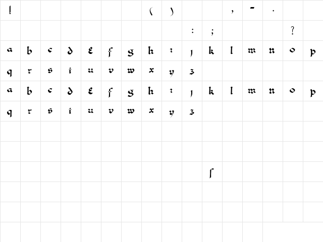 Black Aria 4 Regular  glyph index