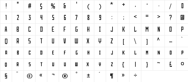 LIFAD font Serbia Regular  glyph index
