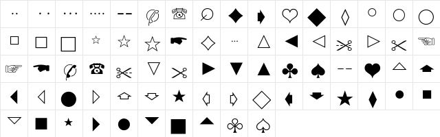 Newspaper Pi Regular  glyph index