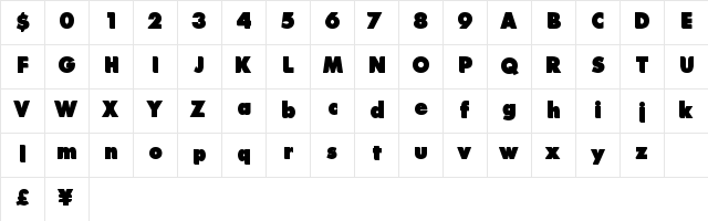 TrainStation Regular  glyph index