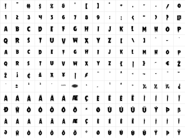 Mrs. Monster Academy Regular  glyph index