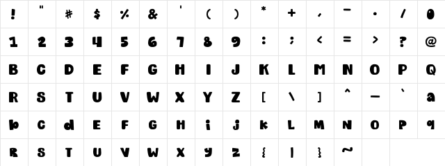 TIGERYEN Regular  glyph index
