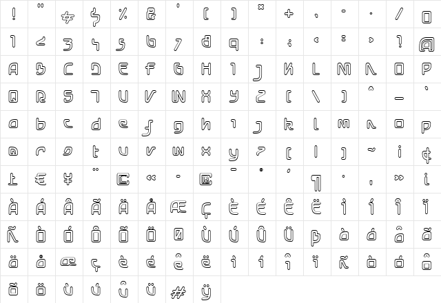 NeoTokio Regular  glyph index