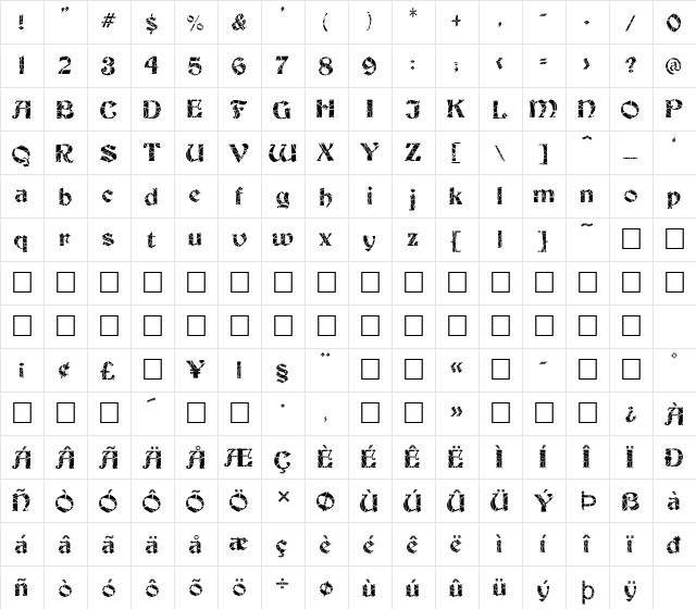 FZ JAZZY 19 CRACKED Medium  glyph index