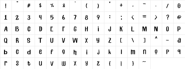 Primera Medium  glyph index