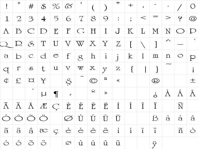 Machine Gun 6 Regular  glyph index