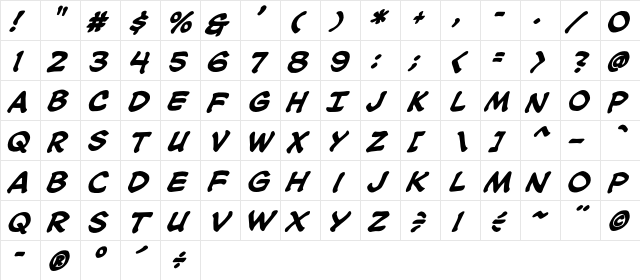 CCSoothsayer Bold Italic  glyph index