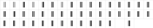 Bar 1 Normal  glyph index