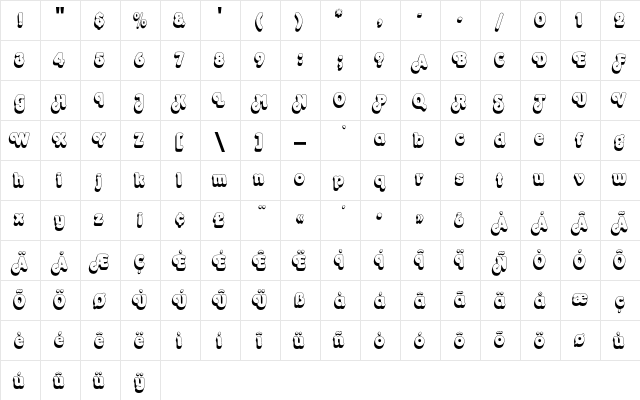 OctopussEF-Shaded Regular  glyph index