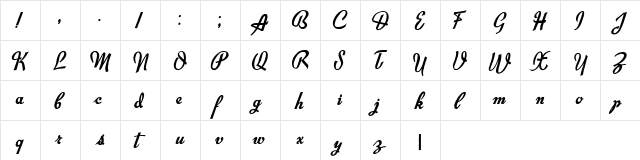 Exiles Regular  glyph index
