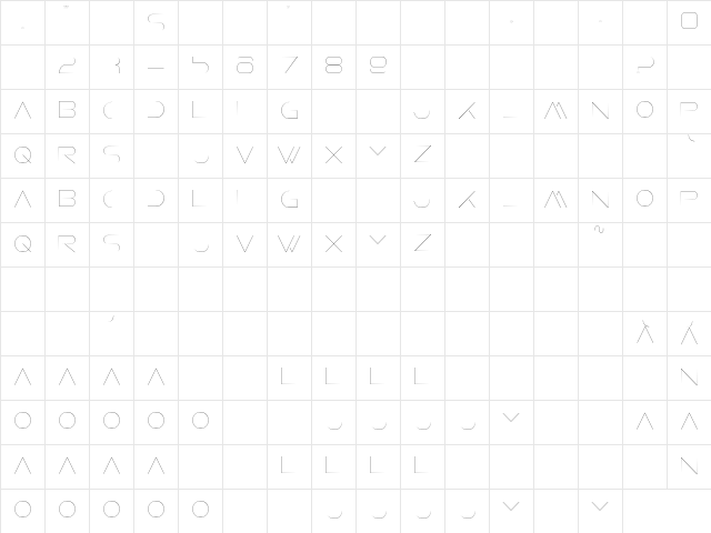 Faxine Sky Regular  glyph index