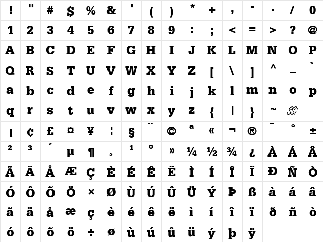 Installation Black SSi Black  glyph index