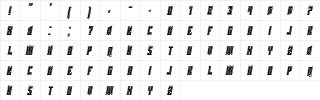 Schwachsinn 3D Filled Italic  glyph index