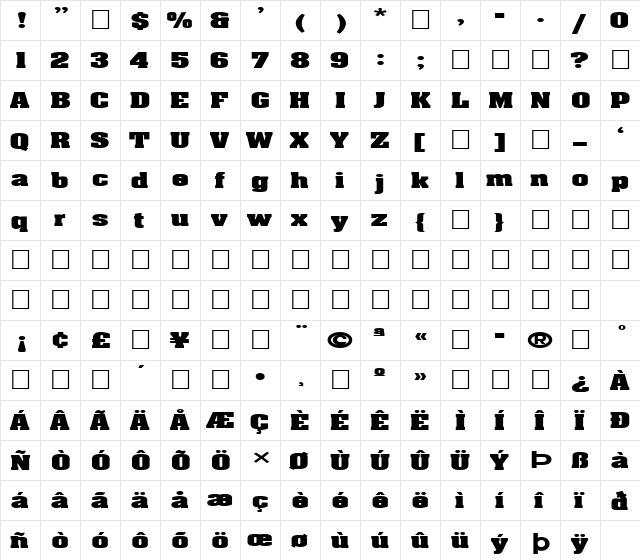 FZ ROMAN 3 EX Light  glyph index
