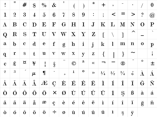 00480 Regular  glyph index