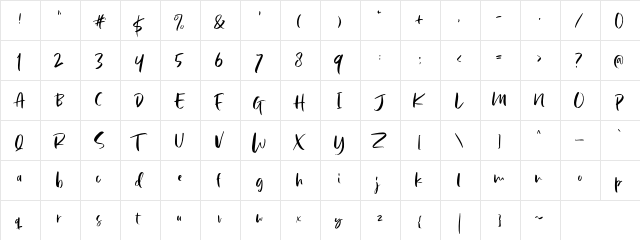 Lindsay Brown DEMO Regular  glyph index