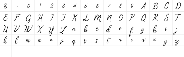 Oklahoma Script Regular  glyph index