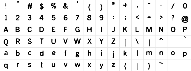 Ink Blot Regular  glyph index