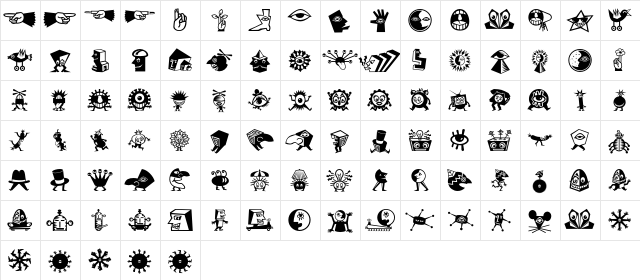 MiniPics LilCreatures Regular  glyph index