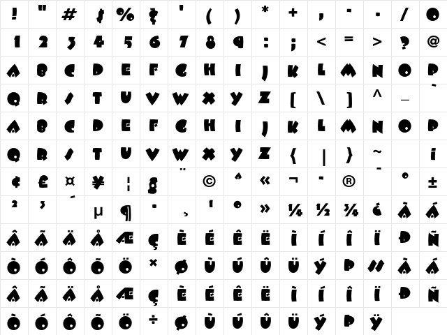 ITC Beesknees Std Regular  glyph index