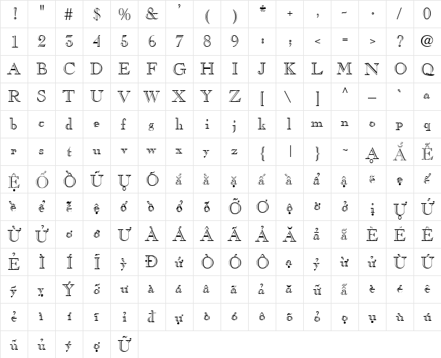 VI Cam Huong Normal  glyph index