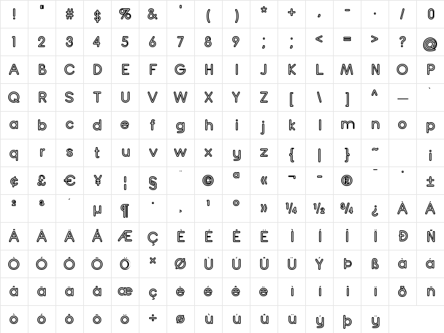 Turn Table Regular  glyph index