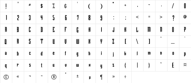 Finist Regular  glyph index