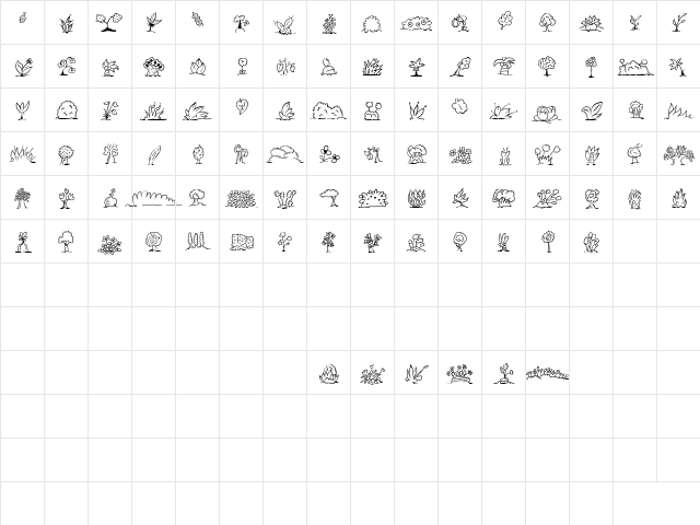 MiniPics UprootedLeaf  glyph index